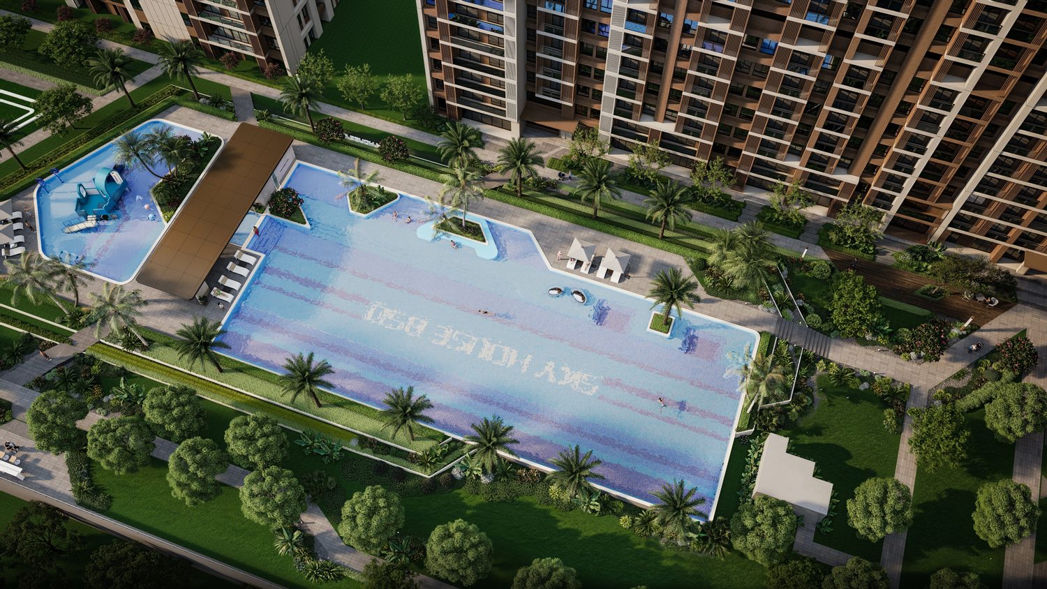 Pool and landscape architectural visualisation supplied for the project